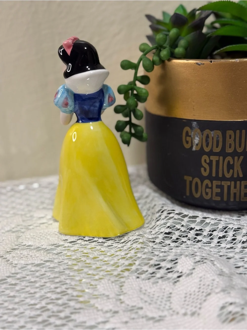 Yellow Princess Figurine Ceramic Home Party Decor